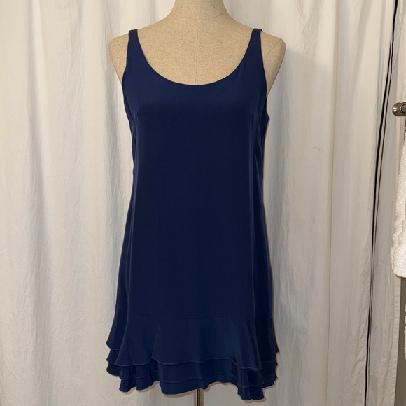 Twelfth Street by Cynthia Vincent Silk Mini Dress Navy SZ 6 - Picture 1 of 6